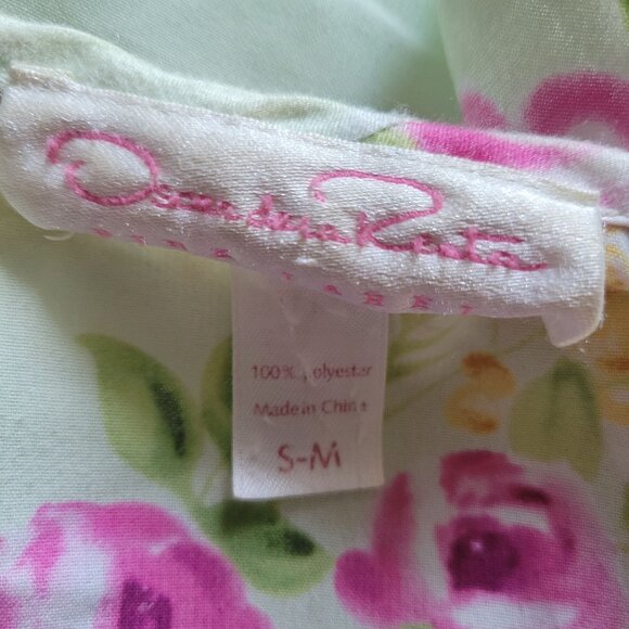 Vintage Oscar De Larenta Floral Robe Wrap Style With Waist Tie S-M Polyester - Picture 5 of 7